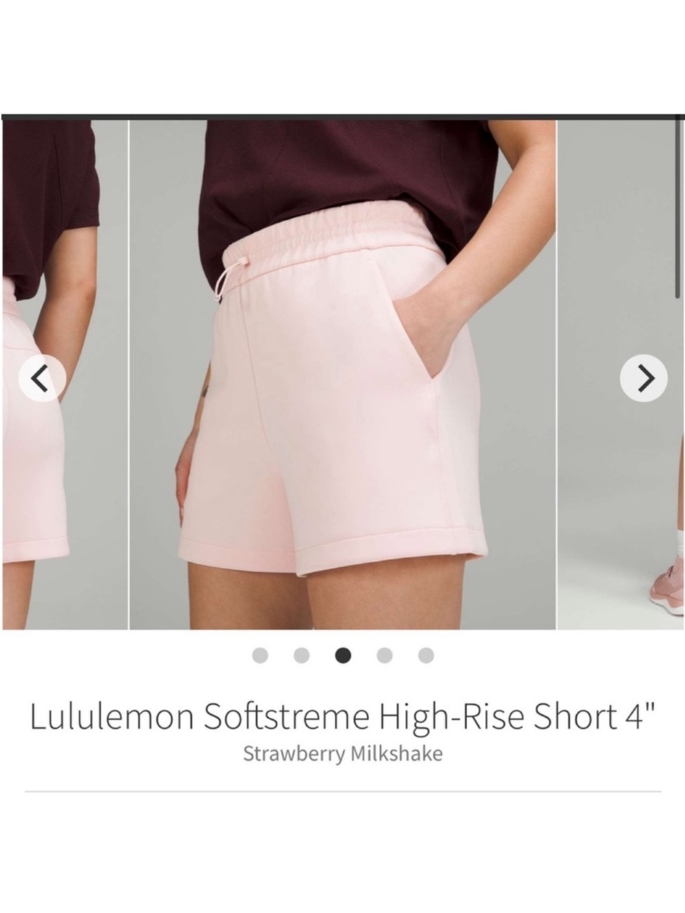 Lululemon Softstreme High Rise Shorts 4” Strawberry Milkshake Sz 6